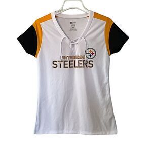 Pittsburg Steelers TX3 Cool Women's Glitter Letters T- Shirt Size Medium Lace-Up